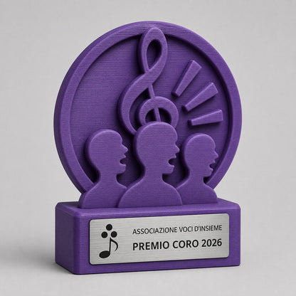 Trofeo Coro Personalizzato, Premio Ensemble Musicale per Scuola e Associazione con Targhetta Acciaio