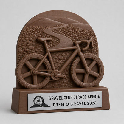 Trofeo Gravel Bike Personalizzato, Premio Ciclismo e Gara Sterrata 3D con Logo e Targhetta Acciaio