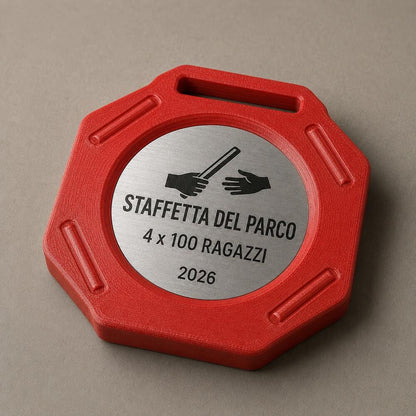 Set da 10 Medaglie Staffetta Personalizzate con Inserto Effetto Metallico per Gare, Scuole e Club