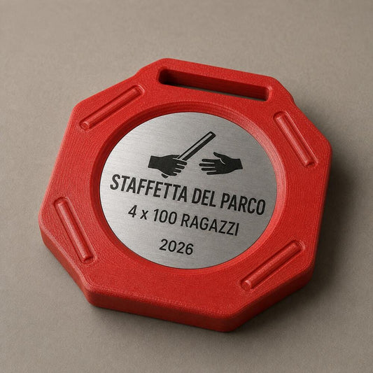 Set da 10 Medaglie Staffetta Personalizzate con Inserto Effetto Metallico per Gare, Scuole e Club