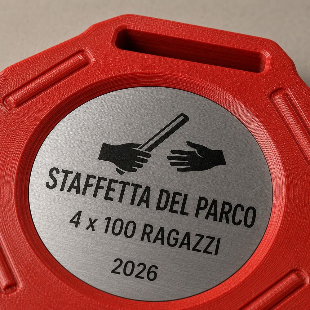 Set da 10 Medaglie Staffetta Personalizzate con Inserto Effetto Metallico per Gare, Scuole e Club