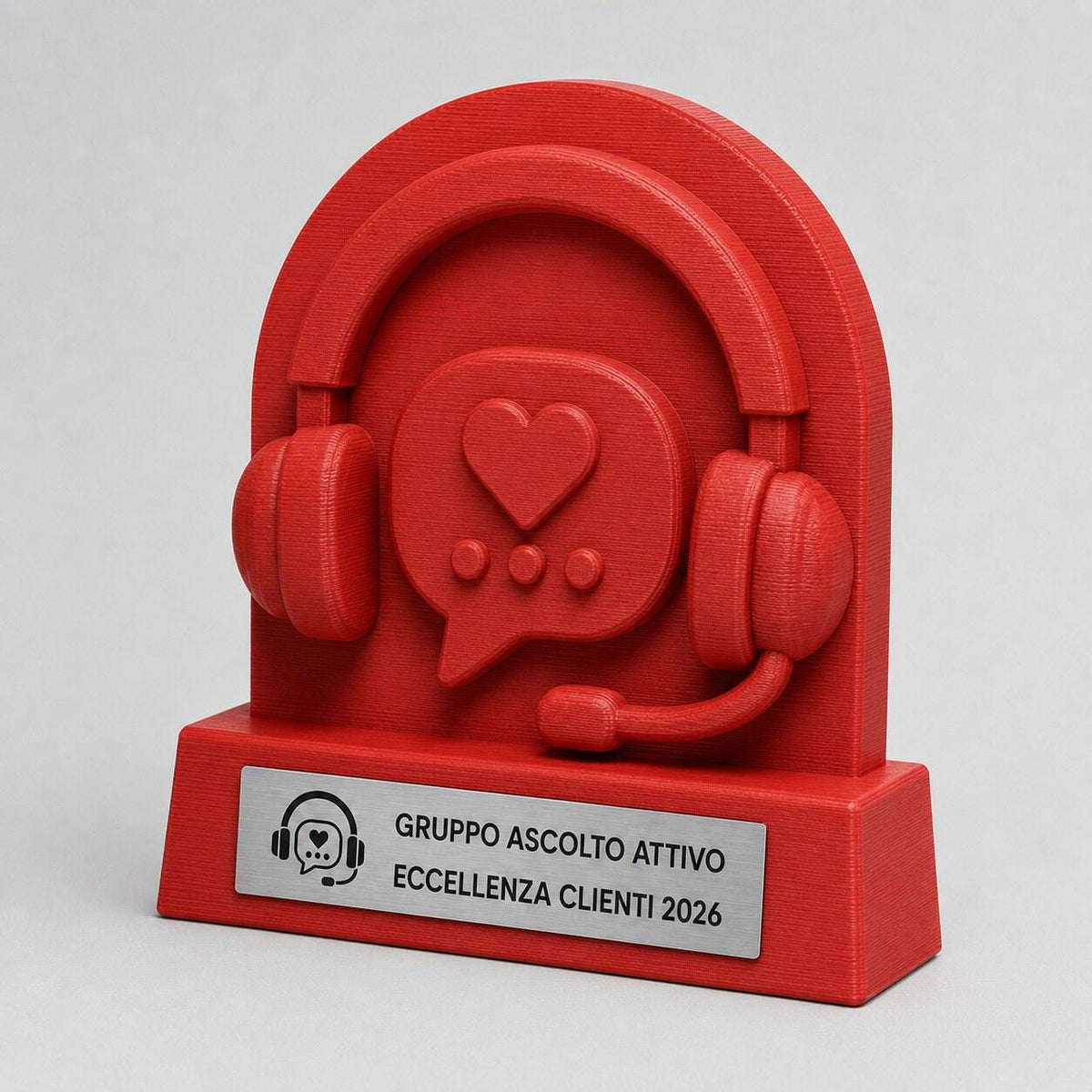 Trofeo Customer Care Personalizzato, Premio Servizio Clienti con Logo e Targhetta Acciaio