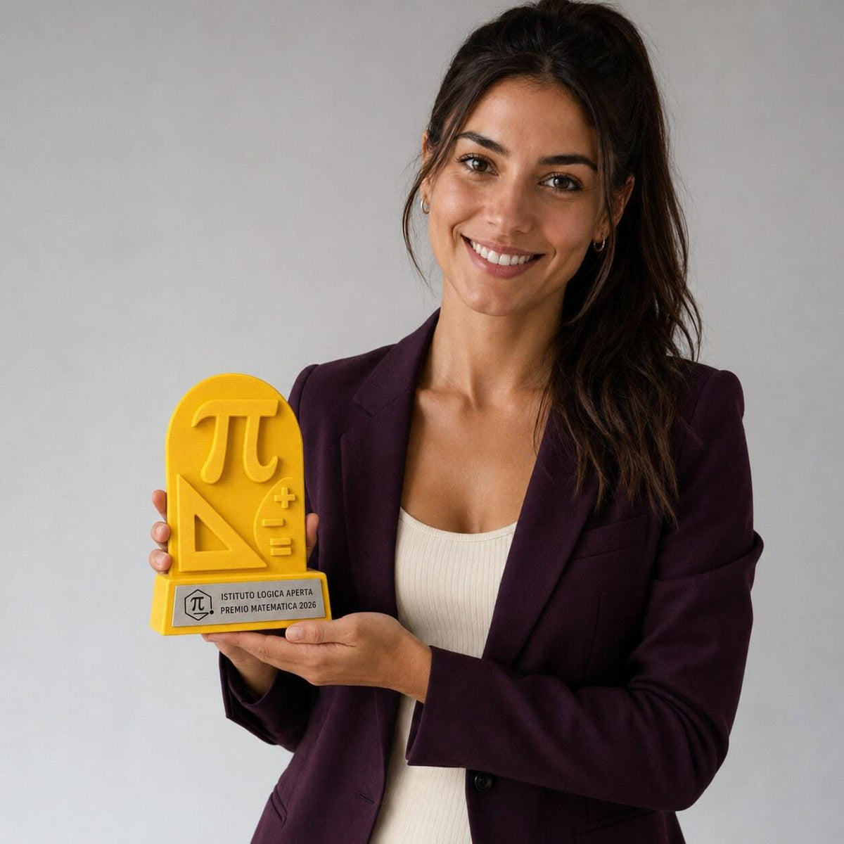 Trofeo Matematica Personalizzato, Premio Concorso Scolastico con Logo e Targhetta Acciaio