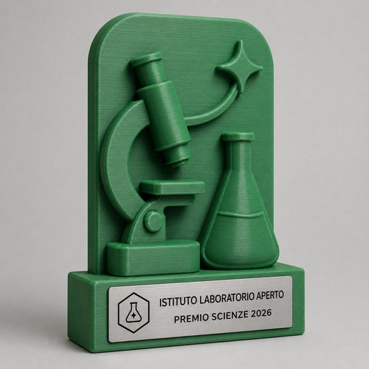 Trofeo Scienze Personalizzato, Premio Concorso Scientifico Scolastico con Logo e Targhetta Acciaio