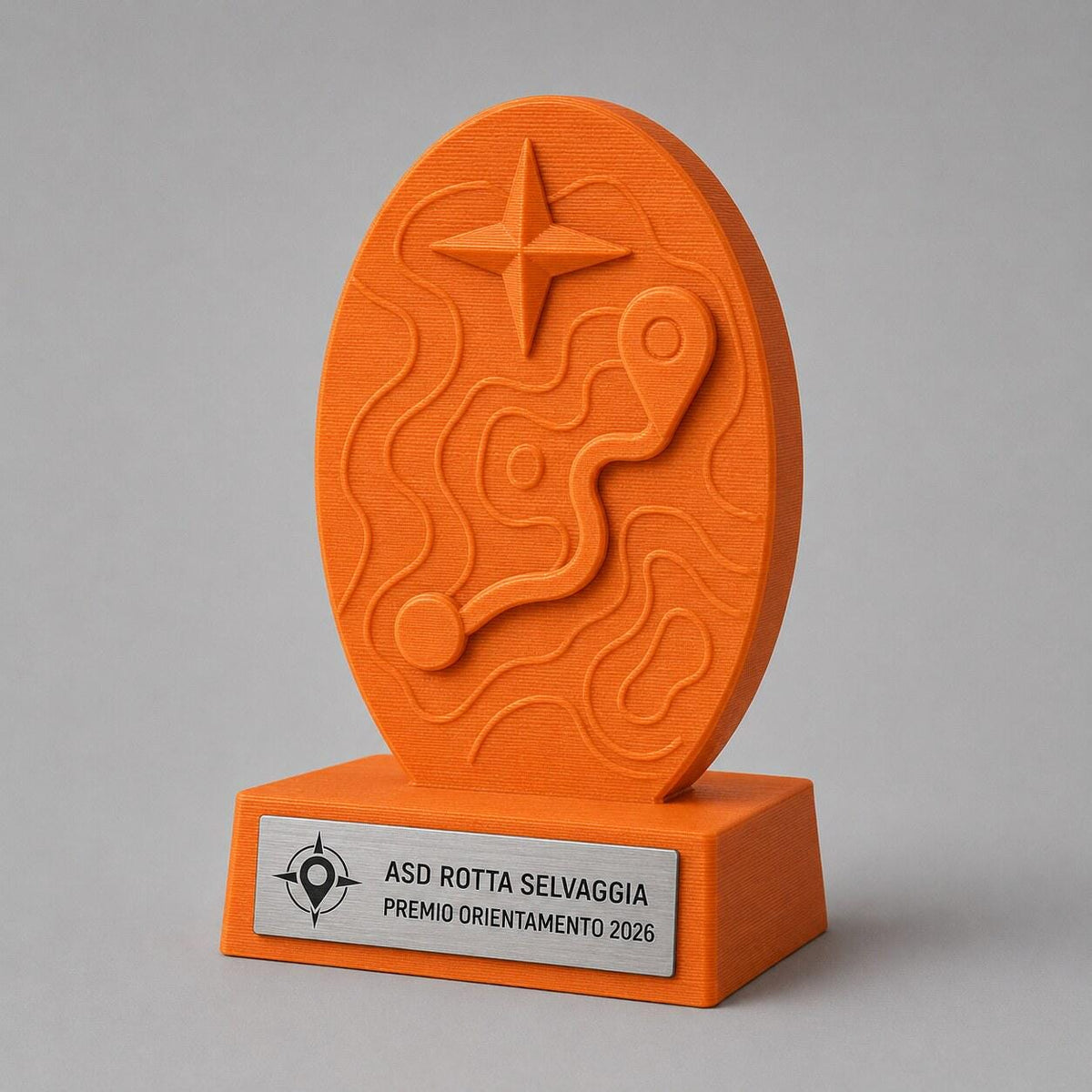 Trofeo Orienteering Personalizzato, Premio Corsa d’Orientamento con Logo e Targhetta Acciaio