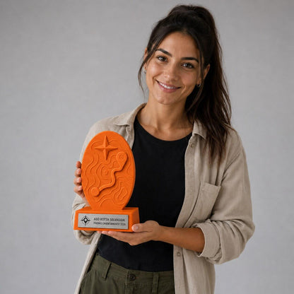 Trofeo Orienteering Personalizzato, Premio Corsa d’Orientamento con Logo e Targhetta Acciaio