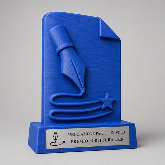 Trofeo Scrittura Creativa Personalizzato, Premio Concorso Letterario con Logo e Targhetta Acciaio
