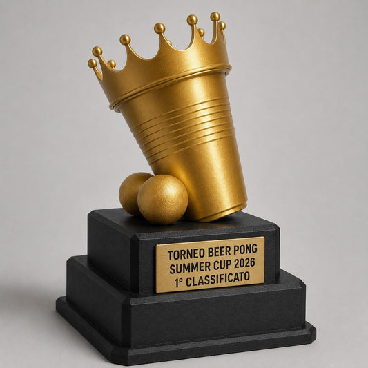 Premio Beer Pong Personalizzato, Premio Torneo Divertente con Logo e Targhetta Acciaio