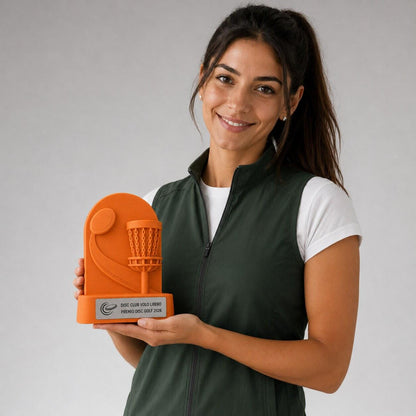 Trofeo Disc Golf Personalizzato, Premio Torneo Frisbee Golf con Logo e Targhetta Acciaio