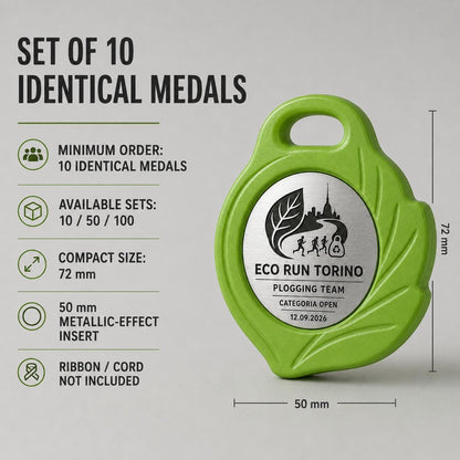 Set da 10 Medaglie Plogging Tutte Uguali, Ordine minimo: 10 Medaglie Tutte Uguali, Premio Eco Run Personalizzato
