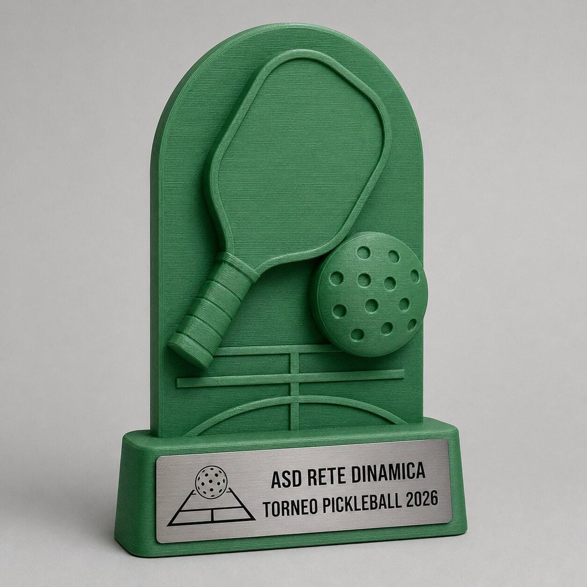 Trofeo Pickleball Personalizzato, Premio Torneo Singolo e Doppio con Logo e Targhetta Acciaio