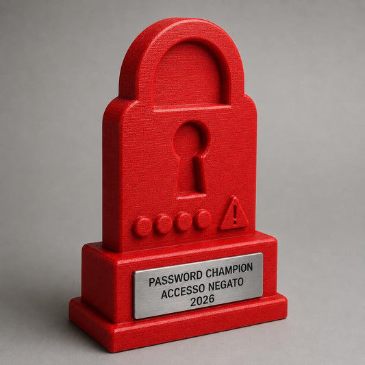 Trofeo Campione delle Password Dimenticate Personalizzato, Regalo Divertente per Collega, Amico o Informatico