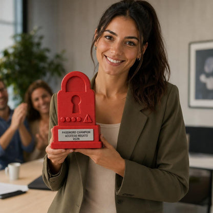 Trofeo Campione delle Password Dimenticate Personalizzato, Regalo Divertente per Collega, Amico o Informatico
