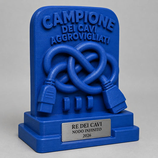 Trofeo Campione dei Cavi Aggrovigliati Personalizzato, Regalo Divertente per Amico, Collega, Tecnico o Informatico