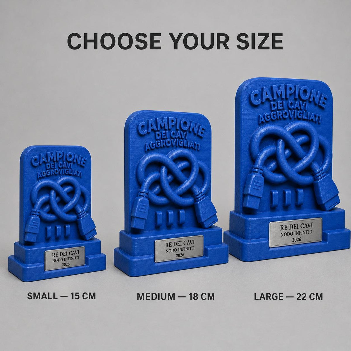 Trofeo Campione dei Cavi Aggrovigliati Personalizzato, Regalo Divertente per Amico, Collega, Tecnico o Informatico