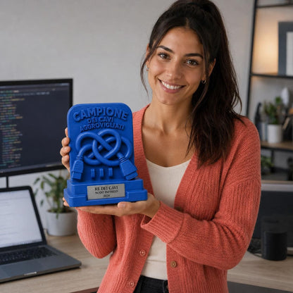 Trofeo Campione dei Cavi Aggrovigliati Personalizzato, Regalo Divertente per Amico, Collega, Tecnico o Informatico