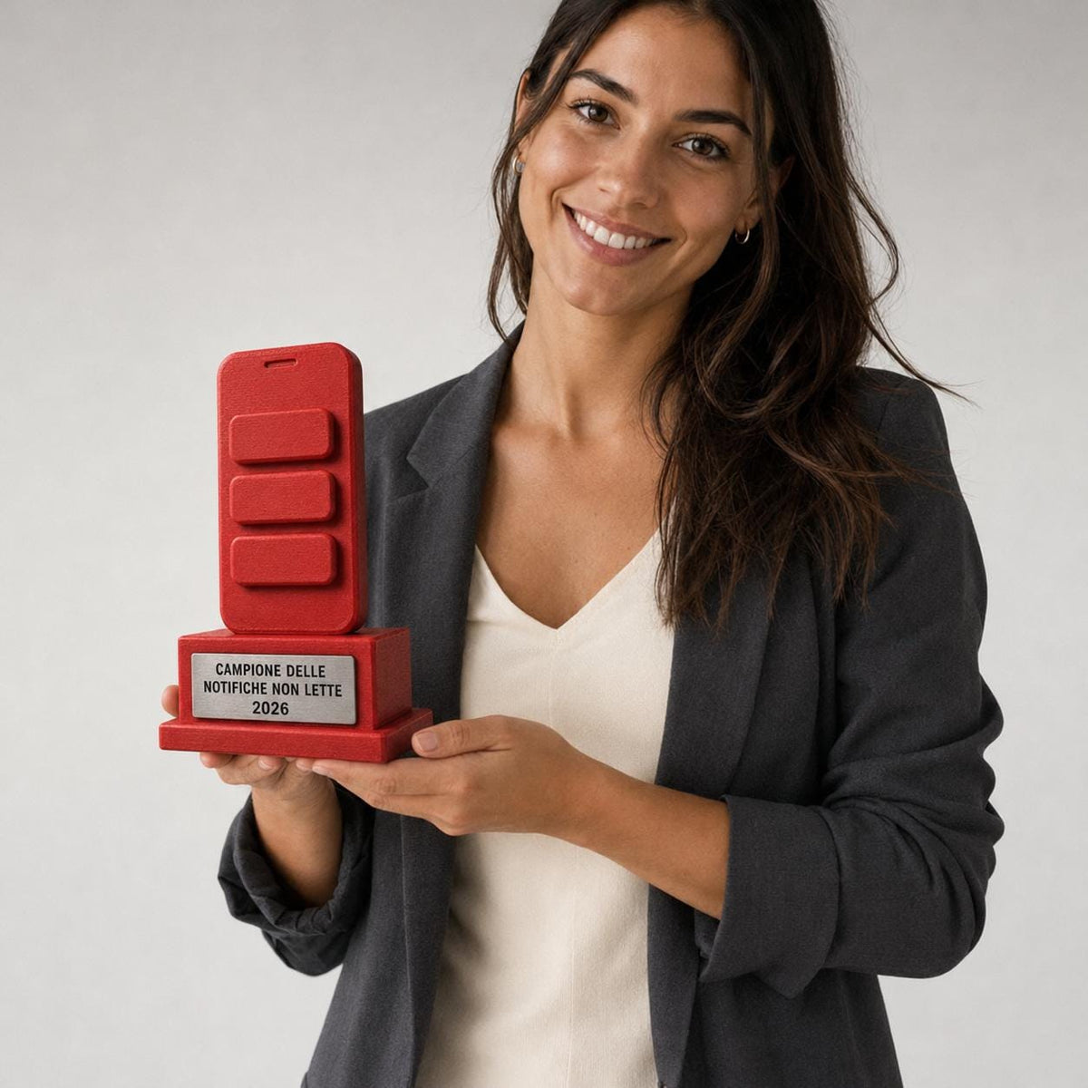 Trofeo Campione delle Notifiche Non Lette Personalizzato, Regalo Divertente per Amico, Collega o Famiglia