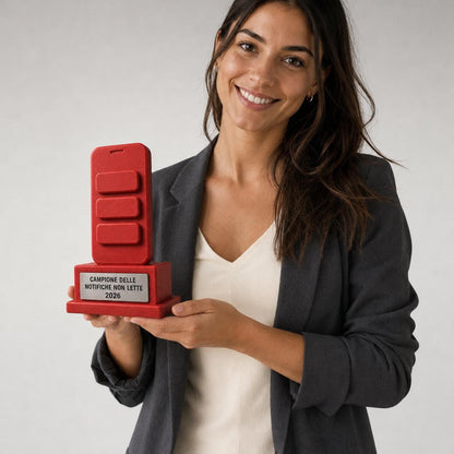 Trofeo Campione delle Notifiche Non Lette Personalizzato, Regalo Divertente per Amico, Collega o Famiglia