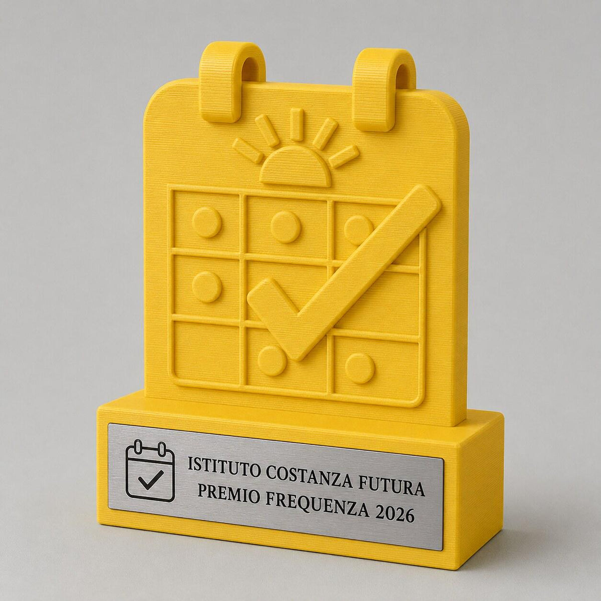 Trofeo Frequenza Scolastica Personalizzato, Premio Presenza e Costanza con Logo e Targhetta Acciaio