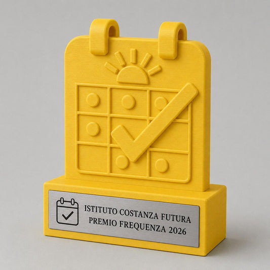 Trofeo Frequenza Scolastica Personalizzato, Premio Presenza e Costanza con Logo e Targhetta Acciaio