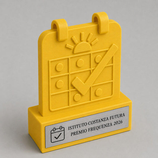 Trofeo Frequenza Scolastica Personalizzato, Premio Presenza e Costanza con Logo e Targhetta Acciaio