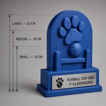 Trofeo Flyball Personalizzato, Premio Sportivo per Gare Cinofile, Club, Squadre e Associazioni con Targhetta Incisa