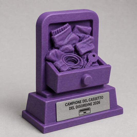 Trofeo Campione del Cassetto del Disordine Personalizzato, Regalo Divertente per Amico, Collega, Famiglia o Coinquilino