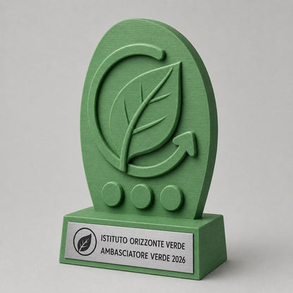 Trofeo Ambiente Scolastico Personalizzato, Premio Eco School e Ambasciatore Verde con Logo e Targhetta Acciaio