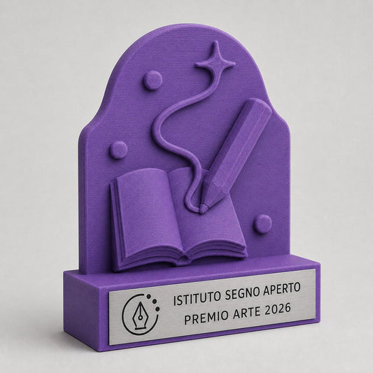 Trofeo Arte Personalizzato, Premio Concorso di Disegno Scolastico con Logo e Targhetta Acciaio