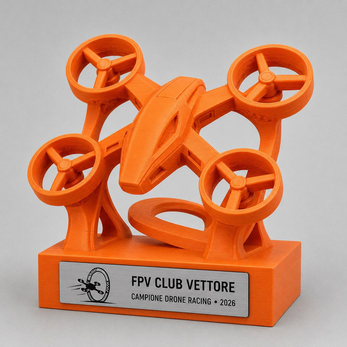 Trofeo Drone Racing 3D Personalizzato, Premio FPV con Logo e Targhetta Acciaio
