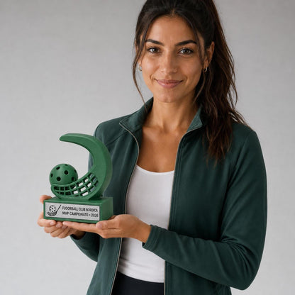 Trofeo Floorball 3D Personalizzato, Premio Unihockey con Logo e Targhetta Acciaio