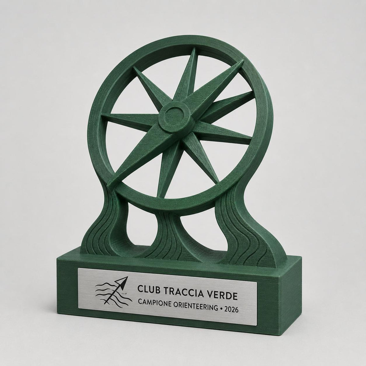 Trofeo Orienteering 3D Personalizzato, Premio Gara con Bussola, Logo e Targhetta Acciaio