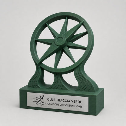 Trofeo Orienteering 3D Personalizzato, Premio Gara con Bussola, Logo e Targhetta Acciaio