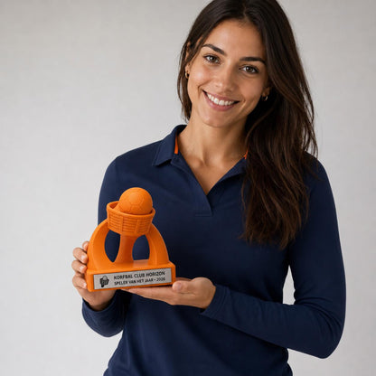 Trofeo Korfbal 3D Personalizzato, Premio Korfball con Canestro, Logo e Targhetta Acciaio