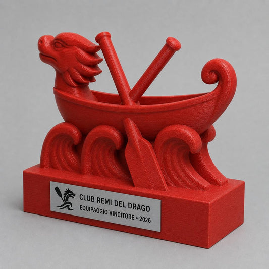 Trofeo Dragon Boat 3D Personalizzato, Premio Regata per Equipaggio con Logo e Targhetta Acciaio