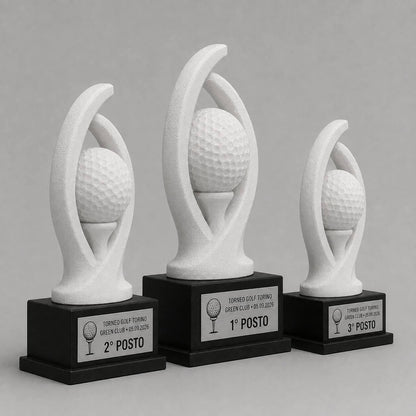 Set Podio Golf Personalizzato, 3 6 o 10 Trofei per Tornei e Golf Club con Logo e Targhetta Incisa