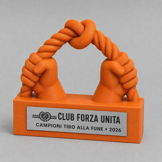 Trofeo Tiro alla Fune 3D Personalizzato, Premio Tug of War per Squadra con Logo e Targhetta Acciaio