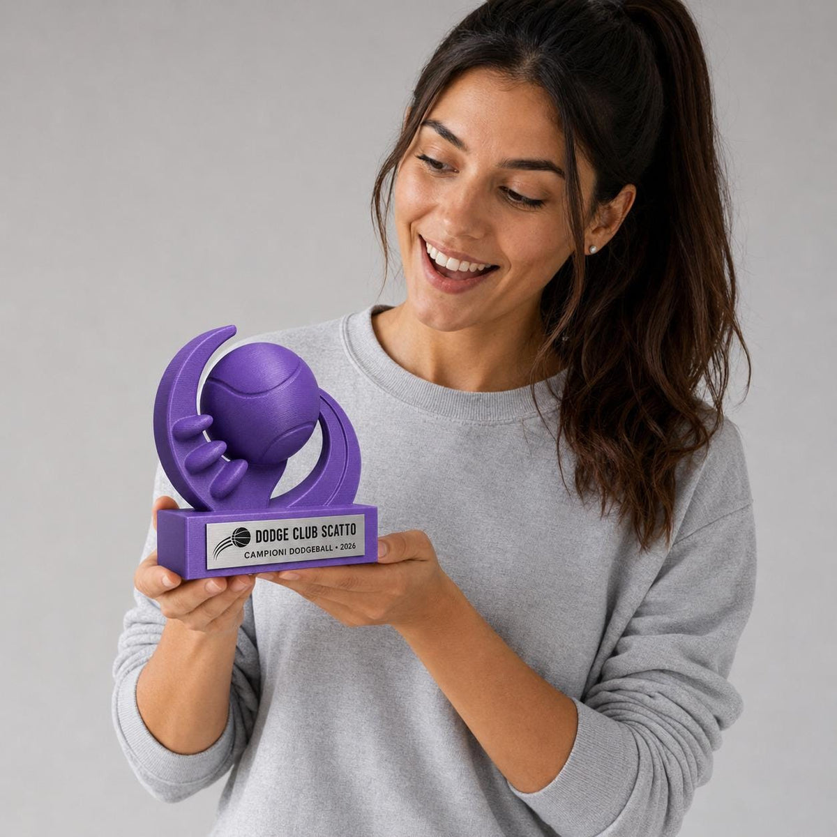 Trofeo Dodgeball 3D Personalizzato, Premio Palla Prigioniera per Squadra con Logo e Targhetta Acciaio