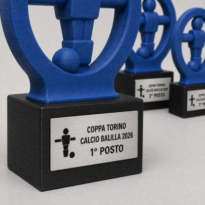 Set Podio Calcio Balilla Personalizzato, 3 6 o 10 Trofei Foosball per Tornei e Club con Logo e Targhetta Incisa