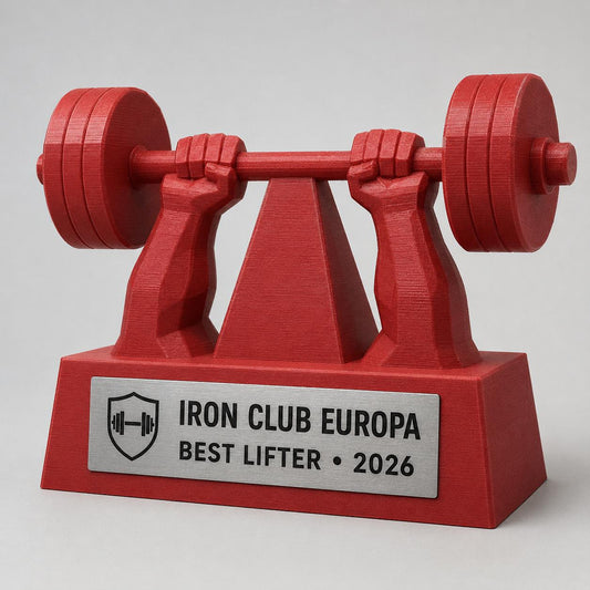 Trofeo Powerlifting 3D Personalizzato, Premio Best Lifter e Pesistica con Logo e Targhetta Acciaio