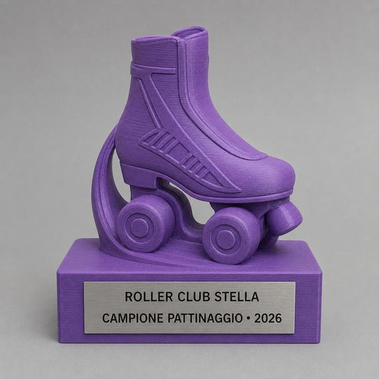 Trofeo Pattinaggio a Rotelle 3D Personalizzato, Premio Gara e Club con Logo e Targhetta Acciaio