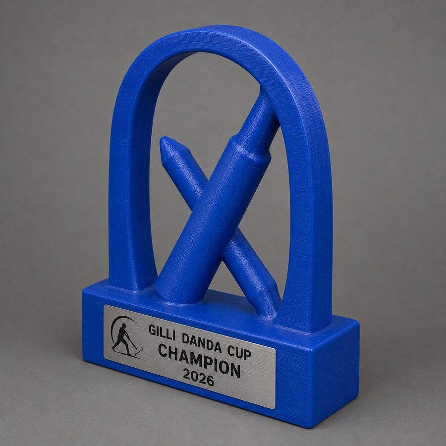 Trofeo Gilli Danda Personalizzato, Premio Sportivo per Tornei, Club e Squadre con Logo e Targhetta Incisa