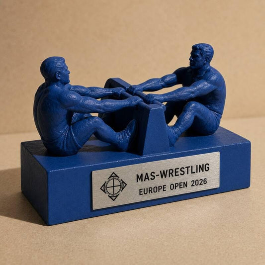 Trofeo Mas-Wrestling Personalizzato, Premio Sportivo per Gare, Club e Atleti con Logo e Targhetta Incisa