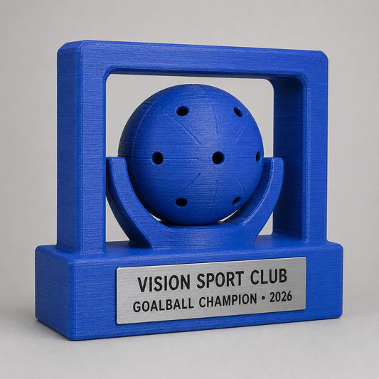 Trofeo Goalball 3D Personalizzato, Premio Sport Inclusivo per Squadra con Logo e Targhetta Acciaio