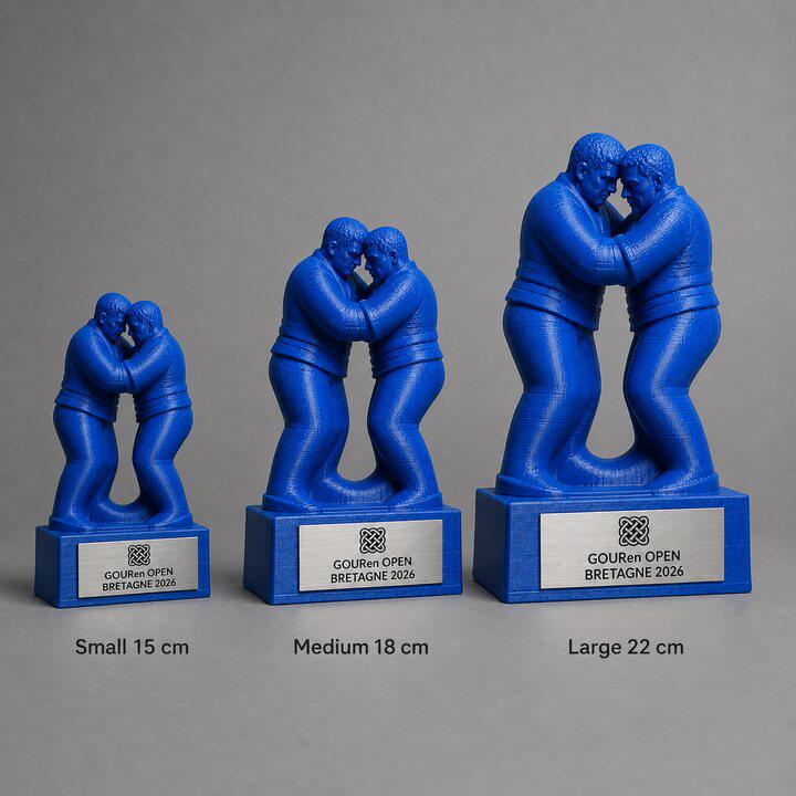 Trofeo Gouren Personalizzato, Premio Lotta Bretone per Tornei, Club e Associazioni con Logo e Targhetta Incisa