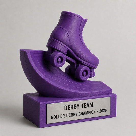 Trofeo Roller Derby 3D Personalizzato, Premio Pattinaggio per Squadra e Torneo con Logo e Targhetta Acciaio