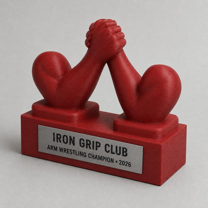 Trofeo Braccio di Ferro 3D Personalizzato, Premio Arm Wrestling per Torneo con Logo e Targhetta Acciaio