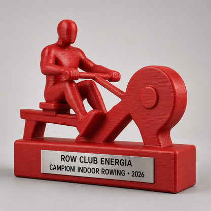 Trofeo Indoor Rowing 3D Personalizzato, Premio Canottaggio Indoor per Gara con Logo e Targhetta Acciaio