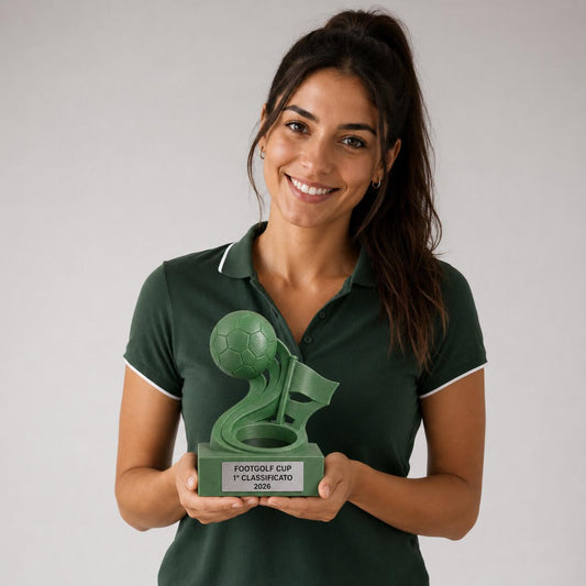Trofeo Footgolf Personalizzato, Premio per Torneo e Club con Logo e Targhetta Effetto Acciaio