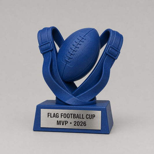 Trofeo Flag Football Personalizzato, Premio MVP per Torneo e Squadra con Logo e Targhetta Effetto Acciaio